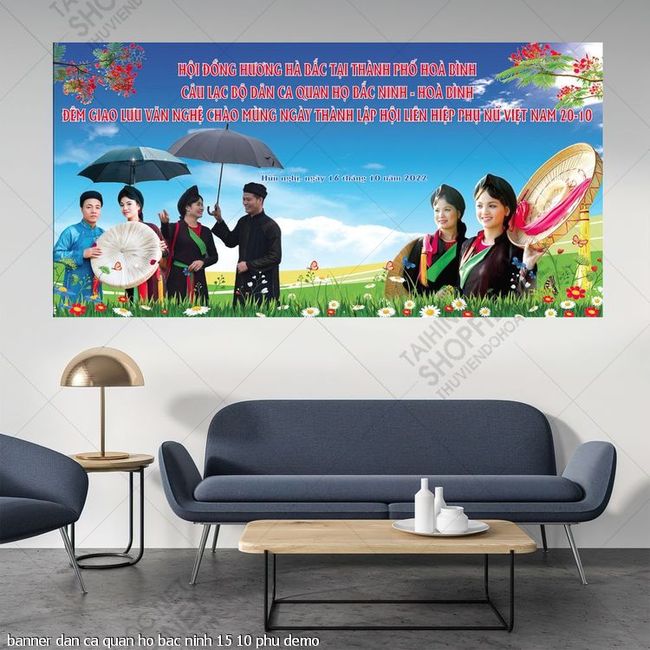 tranh co dong tuyen truyen banner dan ca quan ho bac ninh 15 10 phu